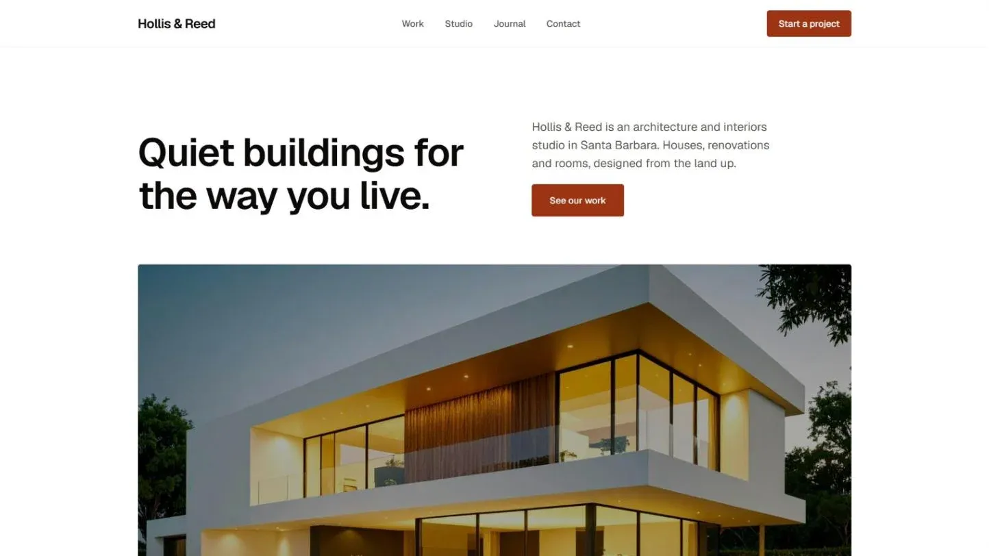 Hollis and Reed, an architecture studio theme