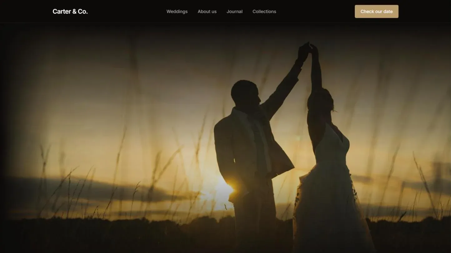 Carter and Co., a wedding photographer theme with a dark hero