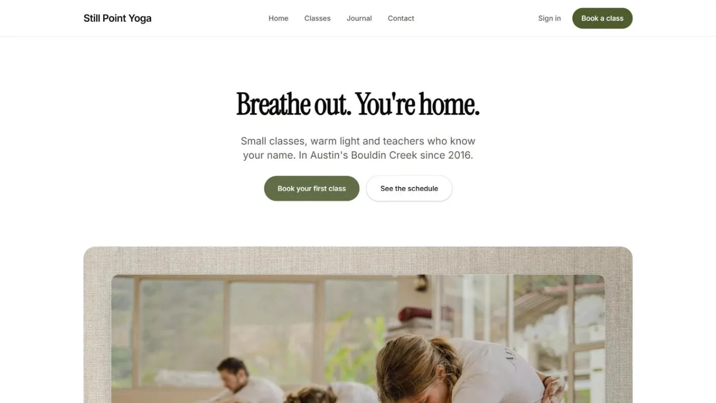 Still Point Yoga, a yoga studio theme