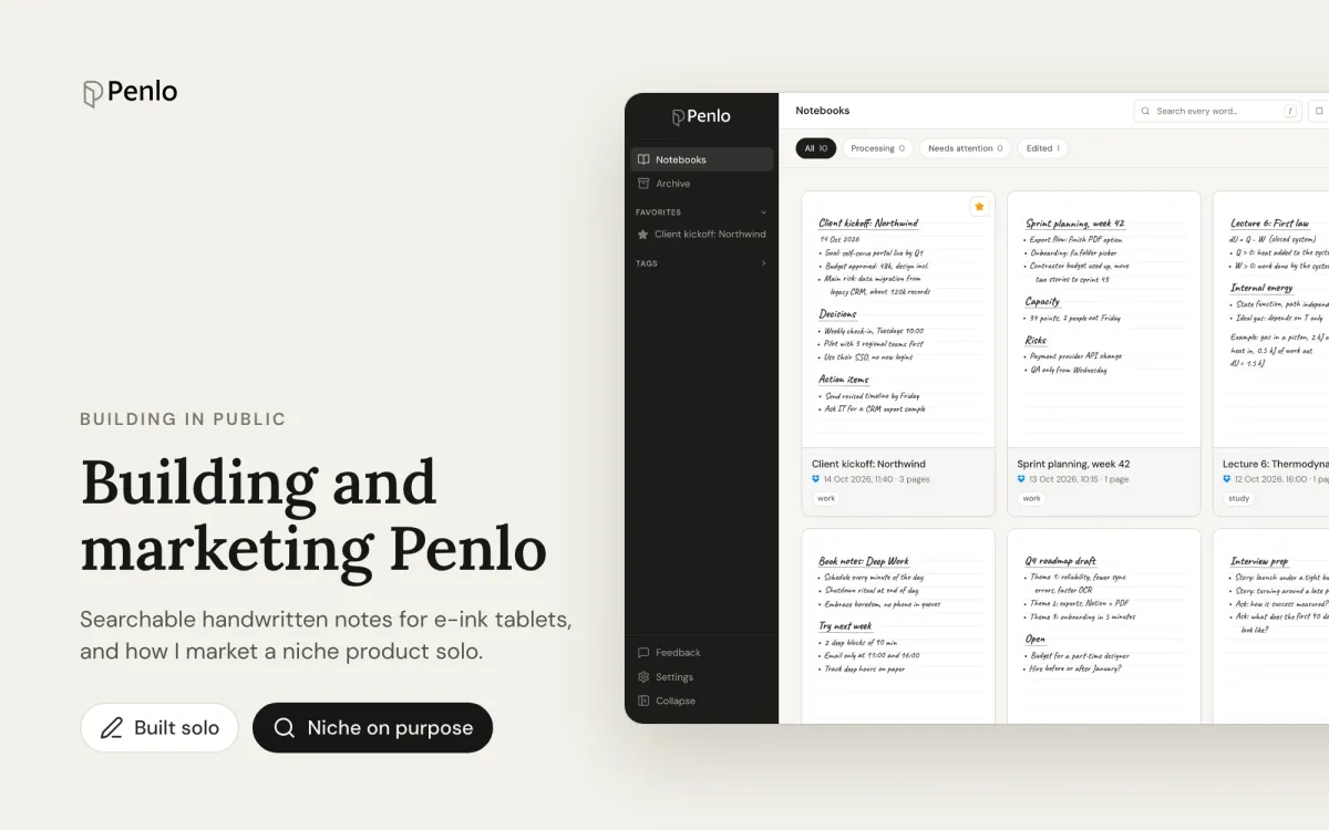 I built Penlo to find my handwritten notes. Here's how I market a niche product