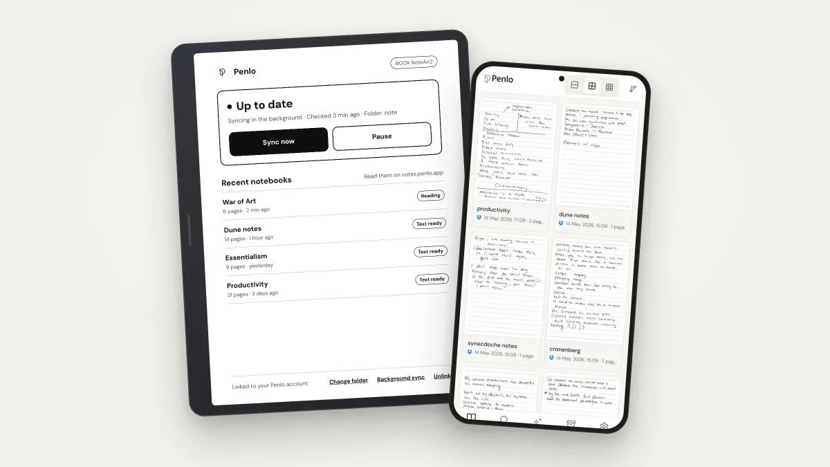 Penlo now syncs straight from your BOOX. Here's everything it does with your handwritten notes